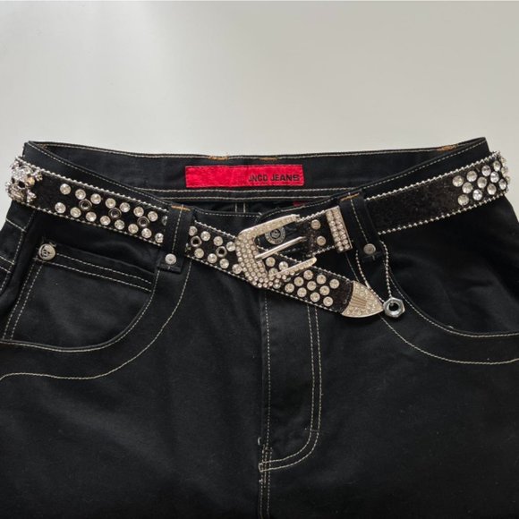 Y2K 2000s skull rhinestone crystal goth emo punk belt - Picture 3 of 6